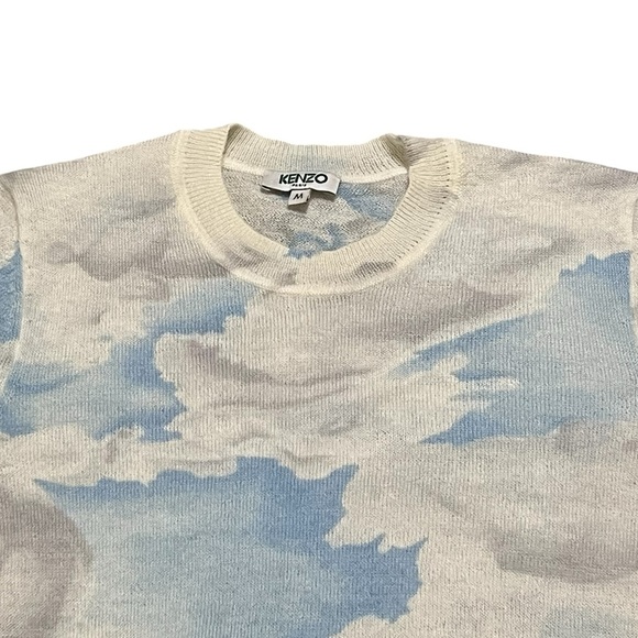 Kenzo Sky Blue and Black Cloud Crewneck Sweater mohair and wool blend - Picture 3 of 12